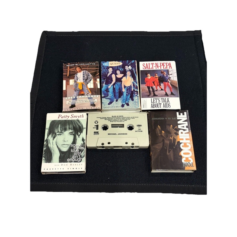 Vintage Lot Of 6 Cassette Singles, Michael Jackson, Salt N Pepa, Joey Lawrence